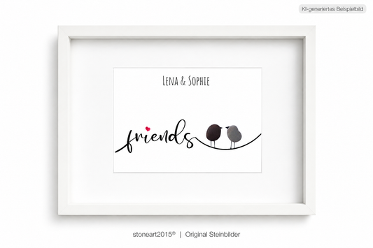 Kieselsteinbild Friends, Freundschaftsgeschenk, handgemachtes Steinbild
