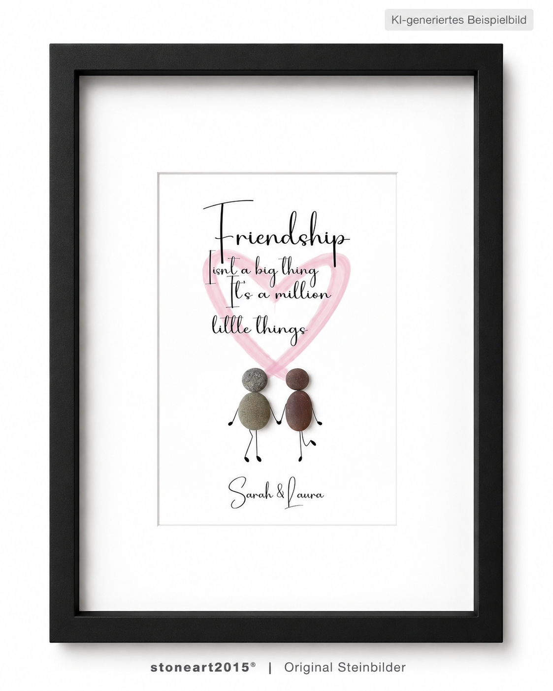 Quadro in pietra "Friendship isn't a big thing" – Motivo a cuore – Amicizia
