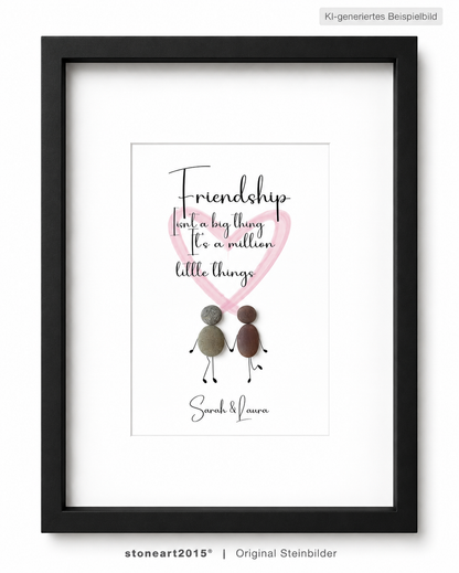 Quadro in pietra "Friendship isn't a big thing" – Motivo a cuore – Amicizia