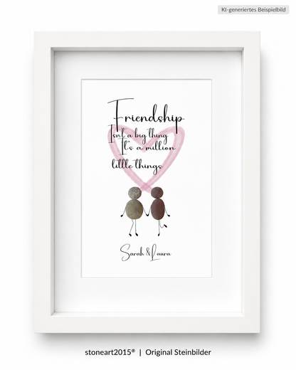 Quadro in pietra "Friendship isn't a big thing" – Motivo a cuore – Amicizia