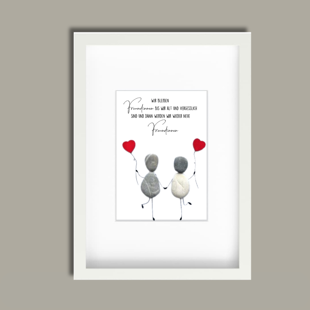 Handgemachtes Steinbild mit Freundschaftsspruch – Geschenk für die beste Freundin