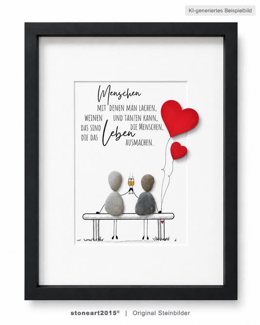 Steinbild „Menschen mit denen man lachen kann“ – Freundschaftsgeschenk