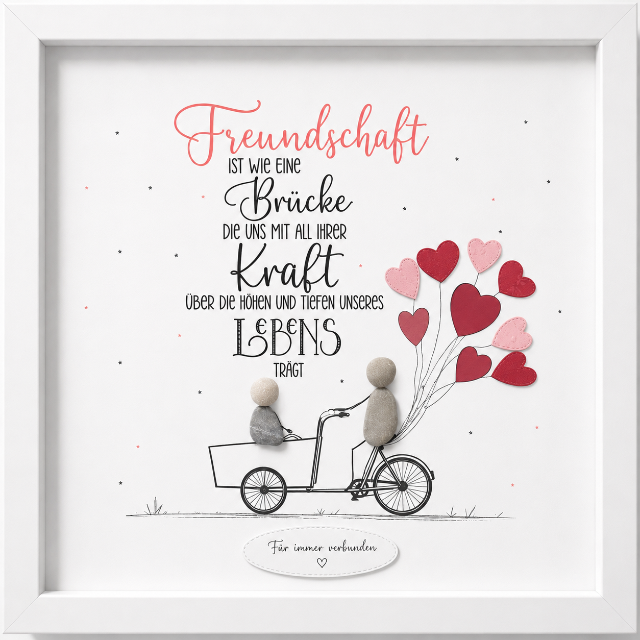 Kieselsteinbild Freundschaft ist wie eine Bruecke Steinbruecke, Freundschaftsgeschenk, handgemachtes Steinbild