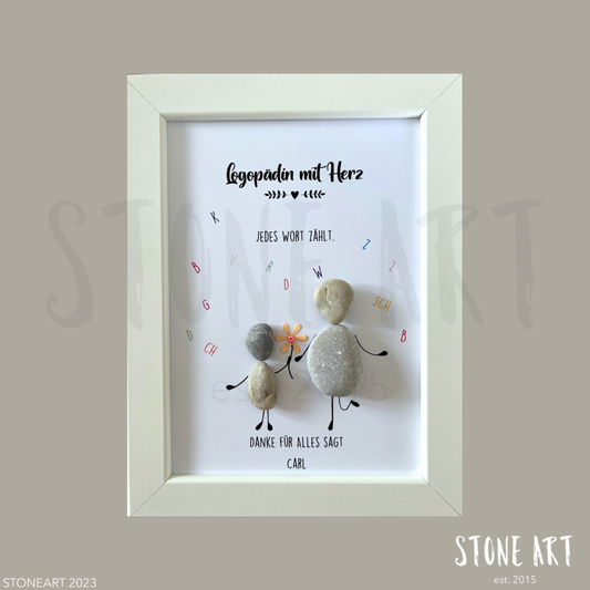 Stone picture - speech therapist with heart