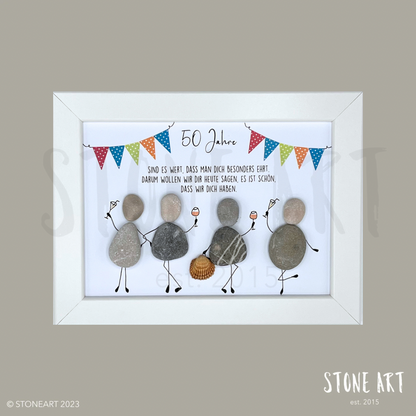 Steinbild zum 50. Geburtstag – handgemachtes Geburtstagsgeschenk mit Natursteinen und Schriftzug „50 Jahre sind es wert“