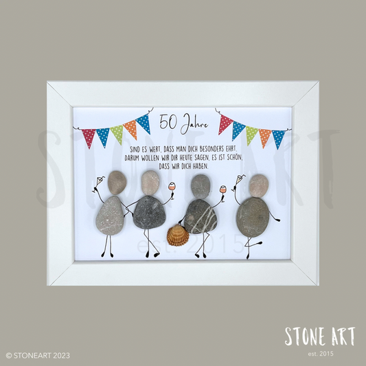 Lustiges Steinbild „Fünfzig Jahre sind es werte“ – originelles Geschenk zum 50. Geburtstag.
