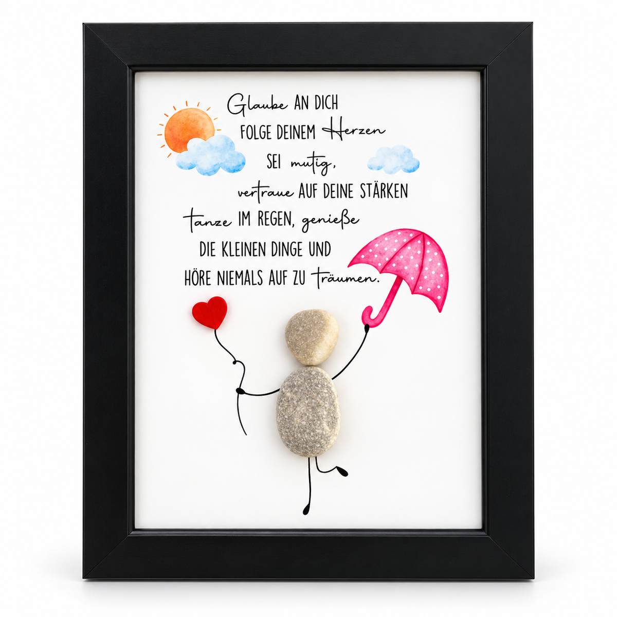 Steinbild Kommunion Geschenk „Glaube an dich“ aus Natursteinen handgemacht personalisierbar