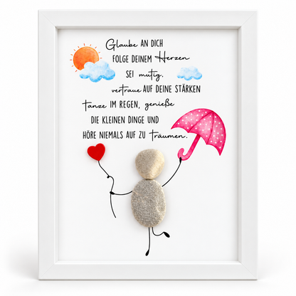 Steinbild Kommunion Geschenk „Glaube an dich“ aus Natursteinen handgemacht personalisierbar