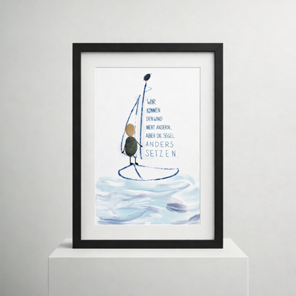 Quadro in pietra "Non possiamo cambiare il vento" - Regalo di compleanno