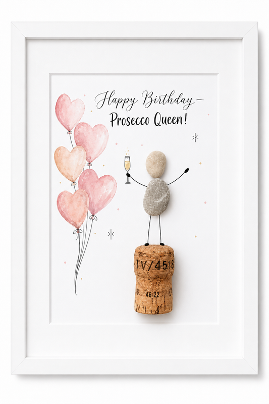 Steinbild Happy Birthday Prosecco Queen – Geburtstagsgeschenk Frau