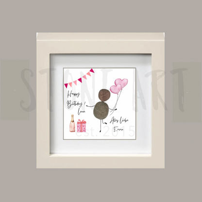 GEBU25-Steinbild Happy Birthday - Alles Liebe. Süße Geschenkidee zum Geburtstag personalisiert.