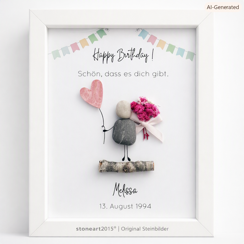 GEBU26-W2525MK Steinbild Geburtstag