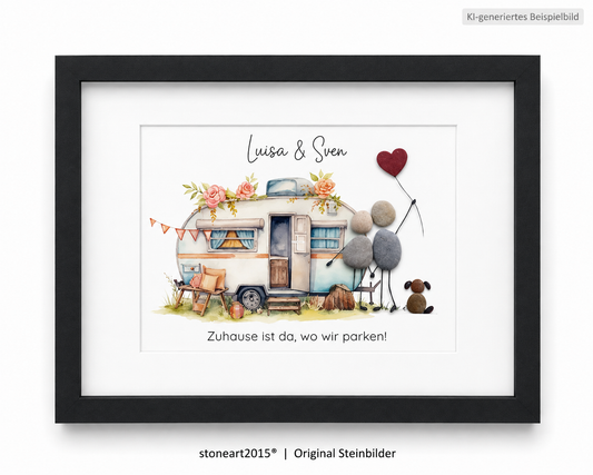 Steinbild Camping Geschenk für Camper und Wohnmobil Liebhaber