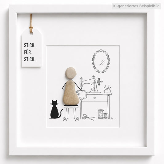 Kieselsteinbild Stich für Stich, handgemachtes Steinbild