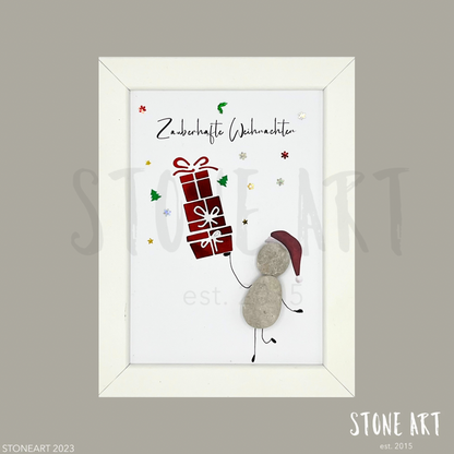 Steinbild Zauberhafte Weihnachten – Geldgeschenk zum Selbstbefüllen, Kieselsteine handgemacht