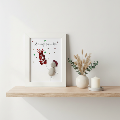 teinbild Weihnachten gerahmt im Wohnzimmer – handgemachtes Geldgeschenk zu Weihnachten