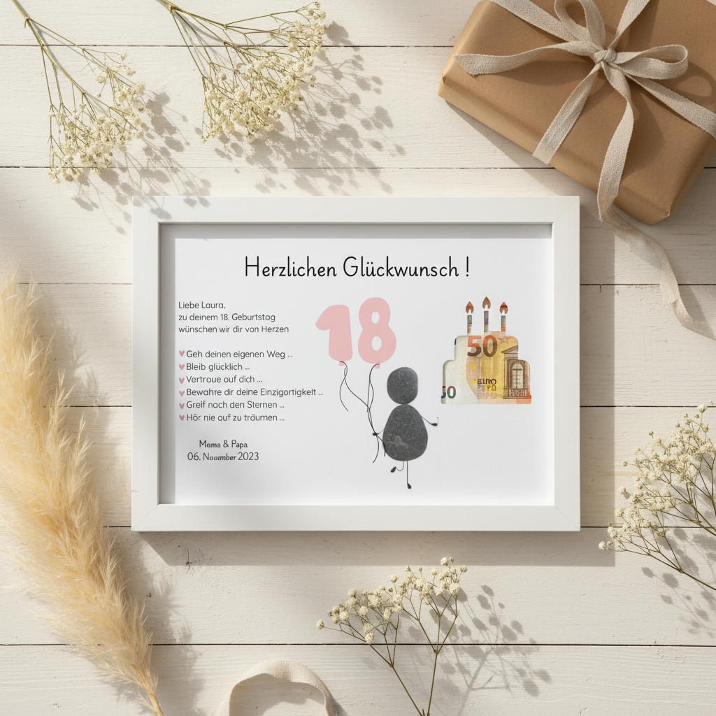 Steinbild Geldgeschenk Herzlichen Glückwunsch zum 18 Geburtstag