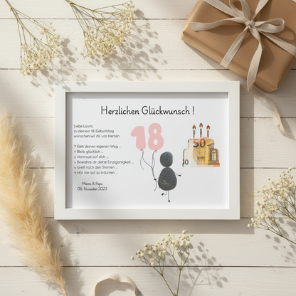 Steinbild Geldgeschenk Herzlichen Glückwunsch zum 18 Geburtstag