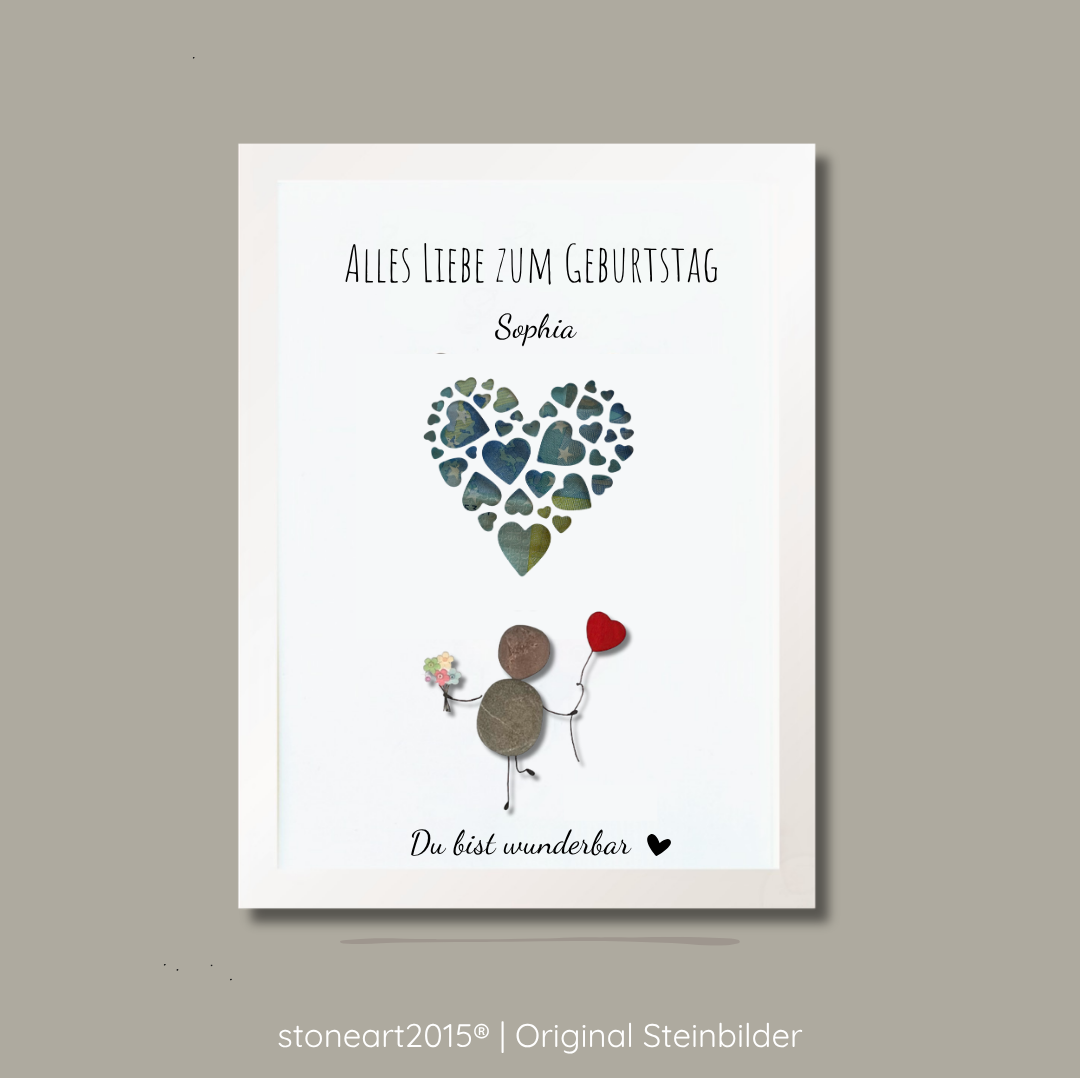 Steinbild Geldgeschenk Geburtstag – Du bist wunderbar, personalisiert