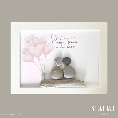 Handgemachtes Steinbild – Geschenk Freundschaft für beste Freundin
