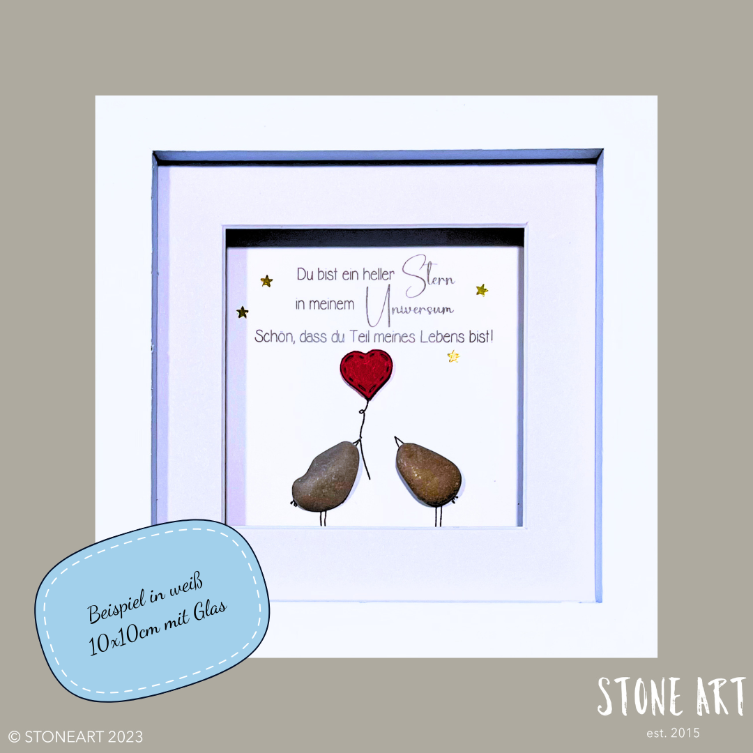 Handgefertigtes Kieselsteinbild als Geschenk zum Valentinstag aus Naturkieseln – StoneArt2015