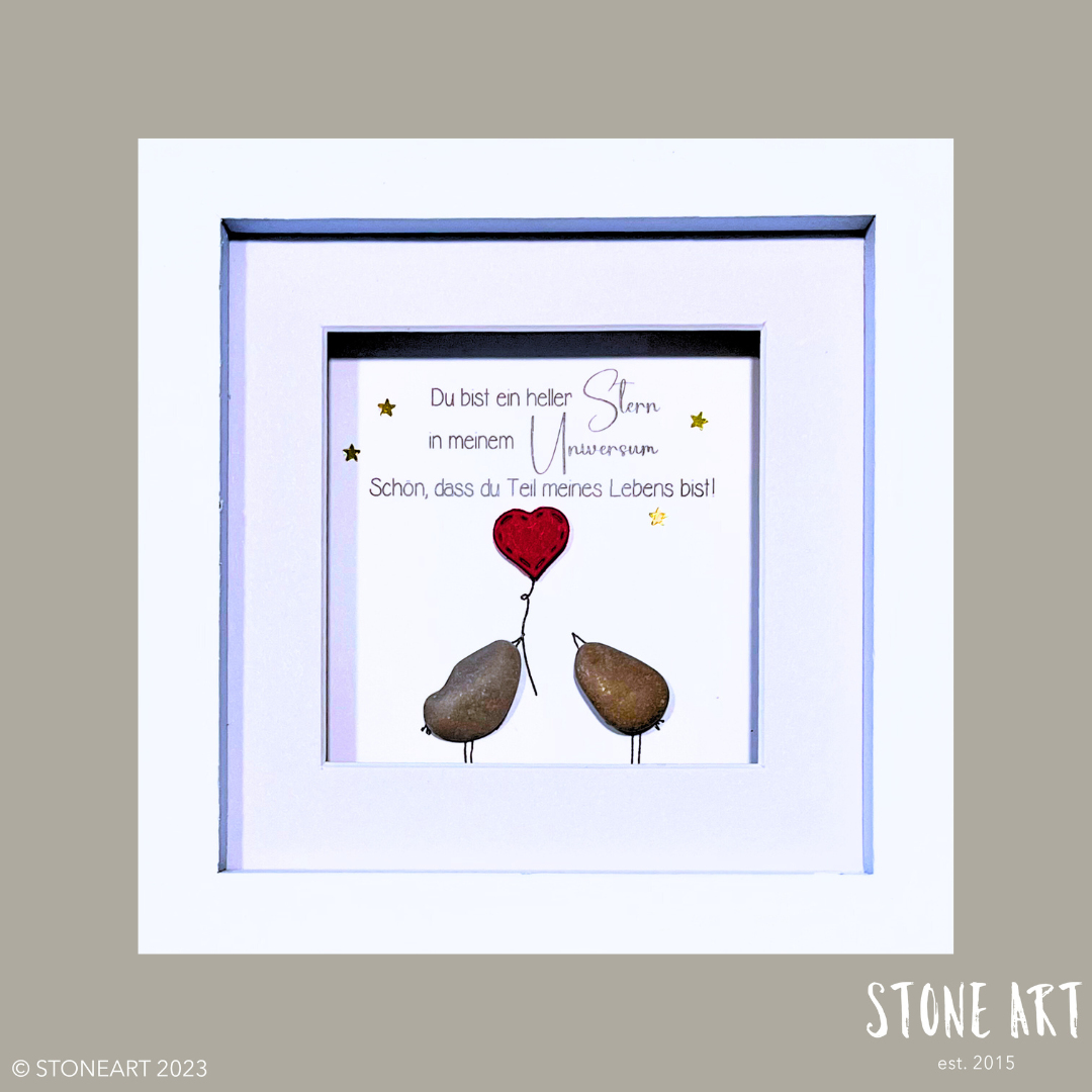 Handgefertigtes Kieselsteinbild als Geschenk zum Valentinstag aus Naturkieseln – StoneArt2015