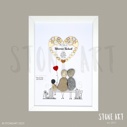Handgemachtes Steinbild zur Hölzernen Hochzeit – Geschenk für 5 oder 10 Jahre Ehe, in DIN A4