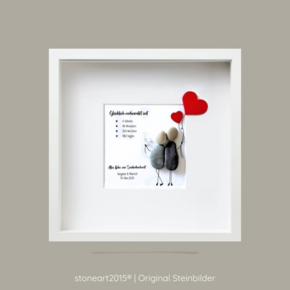 HOCH05-Steinbild zur Seidenhochzeit-Geschenk 4. HOchzeitstag