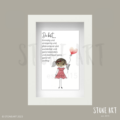 Handgefertigtes Steinbild mit dem Spruch „Du bist…“ – liebevolles Geschenk zur Ermutigung, Wertschätzung oder einfach für besondere Menschen.