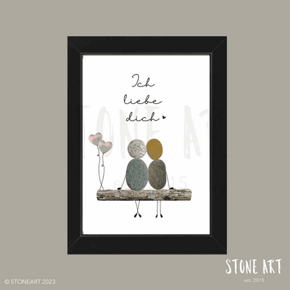 Handgefertigtes Steinbild mit dem Spruch „Ich liebe dich“ – romantisches Geschenk für Partner:in zum Valentinstag, Jahrestag oder einfach so.