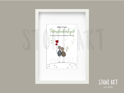 Handgefertigtes Steinbild zur Petersilienhochzeit (12,5 Jahre Ehe) – liebevolles Geschenk für Ehepaare zum halbrunden Hochzeitstag.