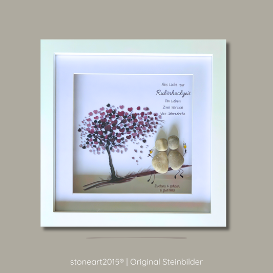 Steinbild Rubinhochzeit – Geschenk 40 Jahre Ehe personalisiert