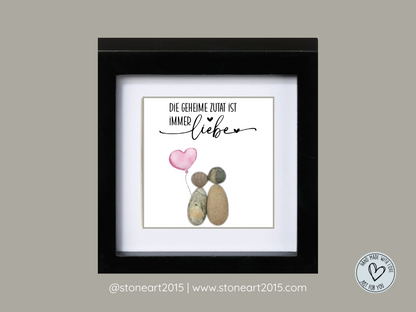 Handgemachtes Steinbild mit Spruch – Die geheime Zutat ist immer Liebe – Geschenk für Küche & Kochen mit Herz