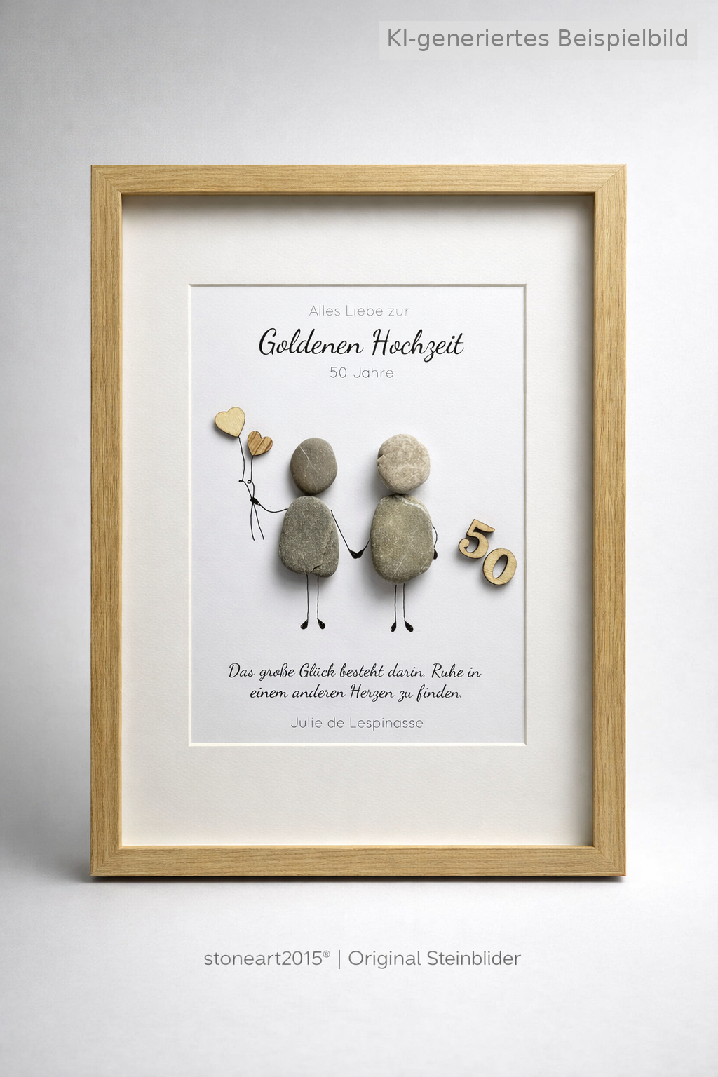 Kieselsteinbild Goldene Hochzeit 50 Jahre Ehe, handgemachtes Steinbild