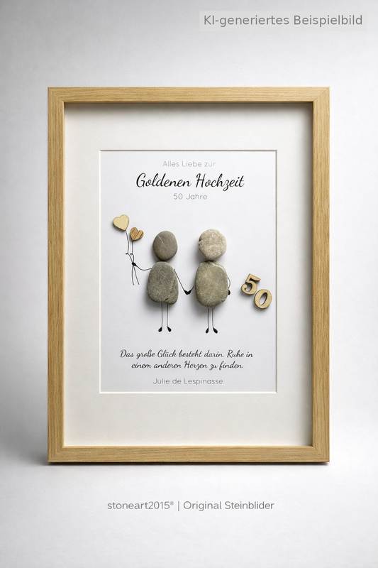 Kieselsteinbild Goldene Hochzeit 50 Jahre Ehe, handgemachtes Steinbild