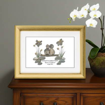 Quadro in pietra - Nozze d'oro (50° anniversario di matrimonio)