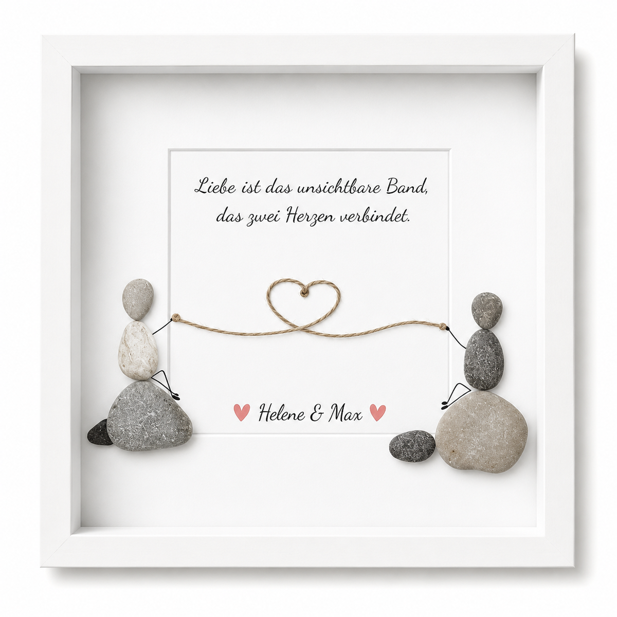 Kieselsteinbild Liebe ist das unsichtbare Band – Liebesgeschenk, handgemachtes Steinbild