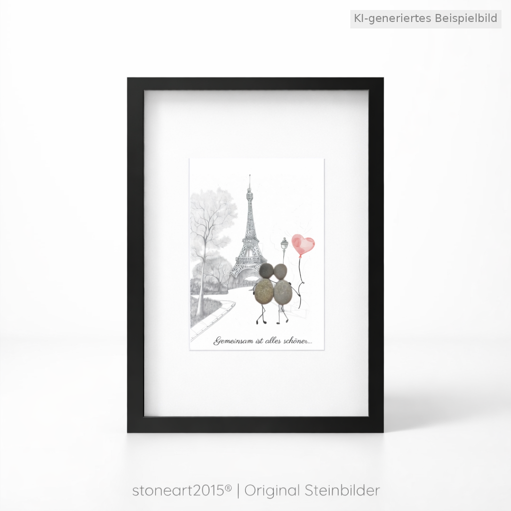 Kieselsteinbild Gemeinsam ist alles schöner – Hochzeitsgeschenk, handgemachtes Steinbild