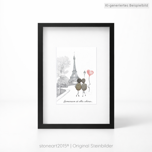 Kieselsteinbild Gemeinsam ist alles schöner – Hochzeitsgeschenk, handgemachtes Steinbild