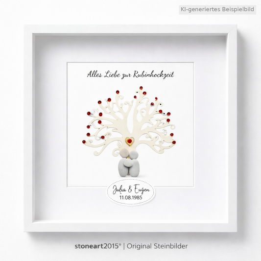 Kieselsteinbild Du bedeutest mir die Welt – Liebesgeschenk, handgemachtes Steinbild