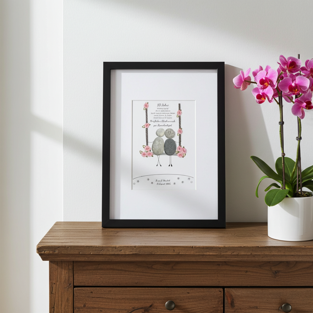 HOCH158_Steinbild_Rosenhochzeit Geschenk 10 Hochzeitstag