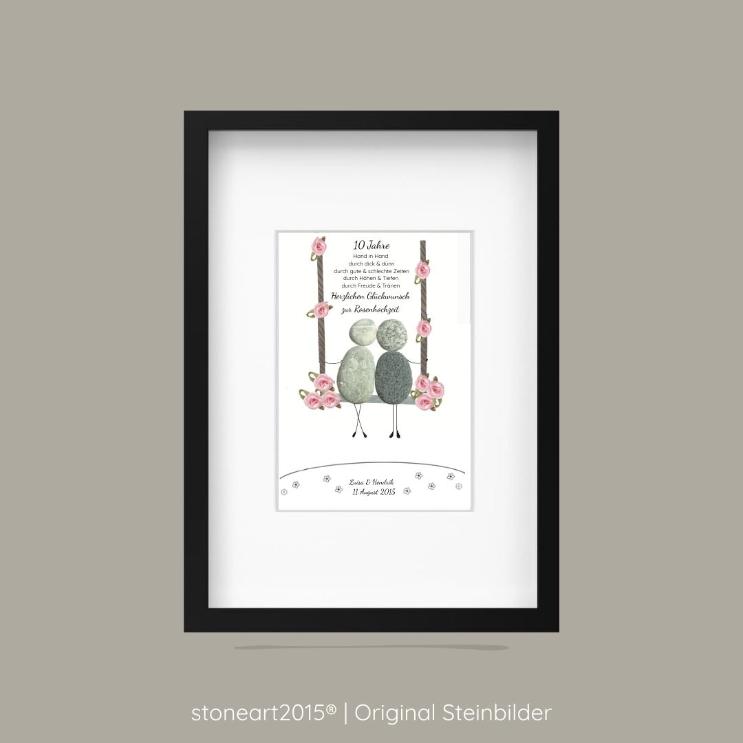 HOCH158_Steinbild_Rosenhochzeit Geschenk 10 Hochzeitstag