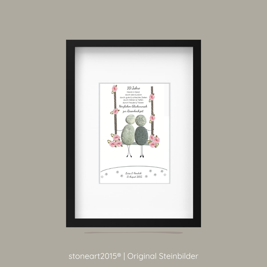 HOCH158_Steinbild_Rosenhochzeit Geschenk 10 Hochzeitstag