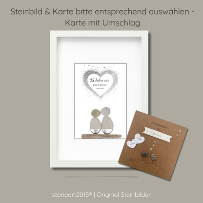 Steinbild Silberhochzeit mit passender Karte