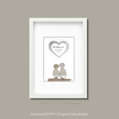 Steinbild zur Silberhochzeit mit Schriftzug 25 Jahre wir