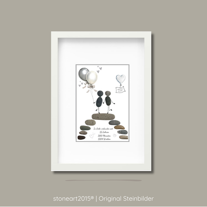 Steinbild zur Silberhochzeit mit Text In Liebe verbunden seit 25 Jahren