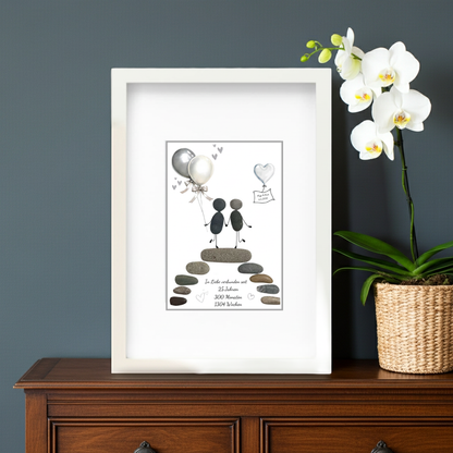 eitloses Steinbild zur Silberhochzeit als Geschenk im Wohnraum