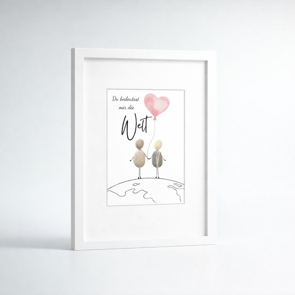 Steinbild – „Du bedeutest mir die Welt" – Romantisches Geschenk für Paare
