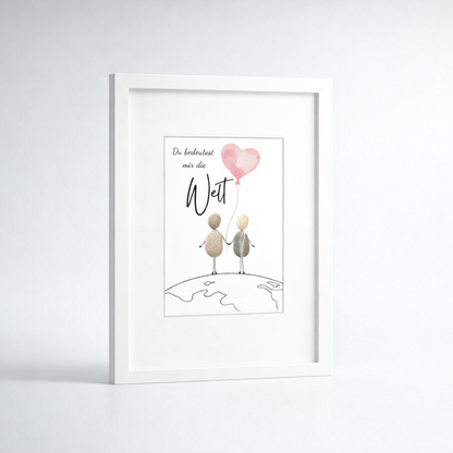 Steinbild – „Du bedeutest mir die Welt" – Romantisches Geschenk für Paare