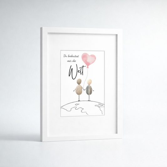 Steinbild – „Du bedeutest mir die Welt" – Romantisches Geschenk für Paare